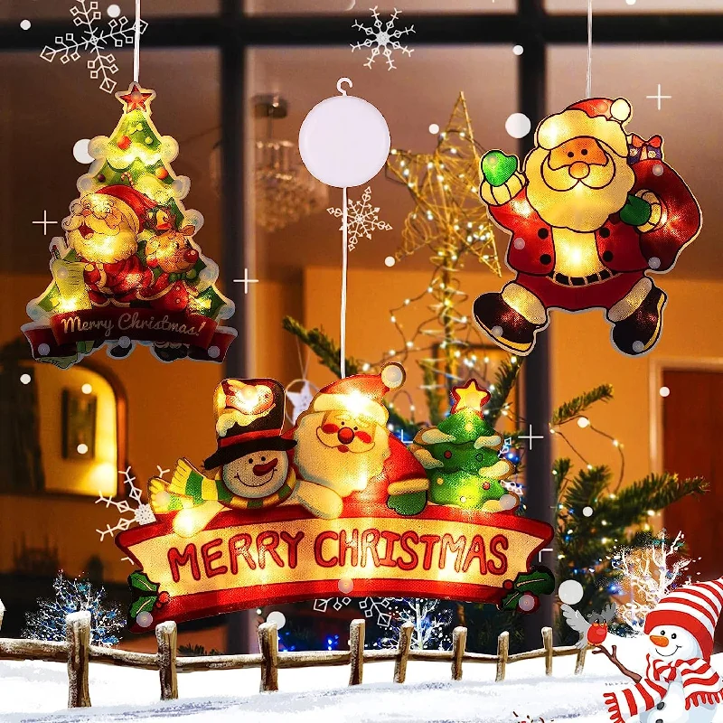 String Lights for Porch LightingChristmas Window Silhouette Lights, 3PCs Battery Operated String Lights for Porch LightingChristmas Window Silhouette Lights, 3PCs Battery Operated