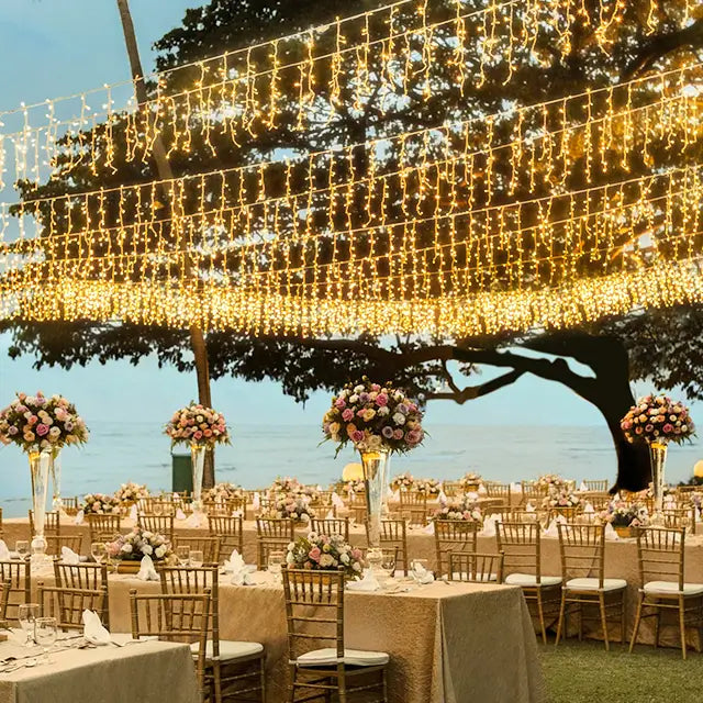 String Lights for Seasonal Decorations (Spring, Fall, etc.)Ollny 594 LED 49ft Warm White Wedding Icicle Lights (Clear Cable, Plug in, 8 Modes), Connectable up to 3 Sets String Lights for Seasonal Decorations (Spring, Fall, etc.)Ollny 594 LED 49ft Warm White Wedding Icicle Lights (Clear Cable, Plug in, 8 Modes), Connectable up to 3 Sets