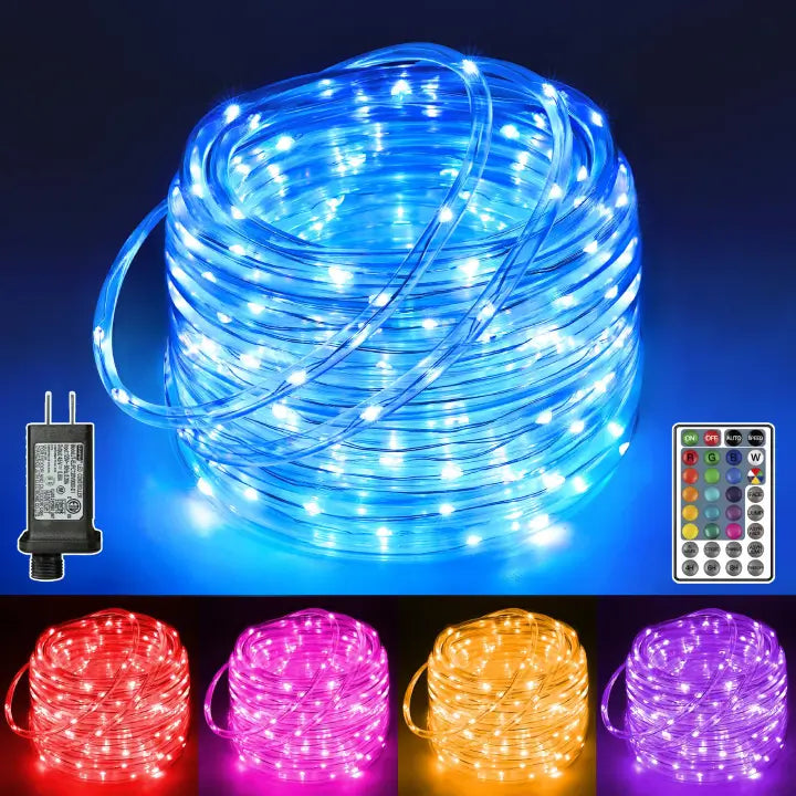 String Lights with Edison Bulbs for Rustic AmbianceOllny 200 LED 66ft 18 Colors Changing Rope Lights (Plug-in, 8 Modes, IP68 Waterproof) String Lights with Edison Bulbs for Rustic AmbianceOllny 200 LED 66ft 18 Colors Changing Rope Lights (Plug-in, 8 Modes, IP68 Waterproof)
