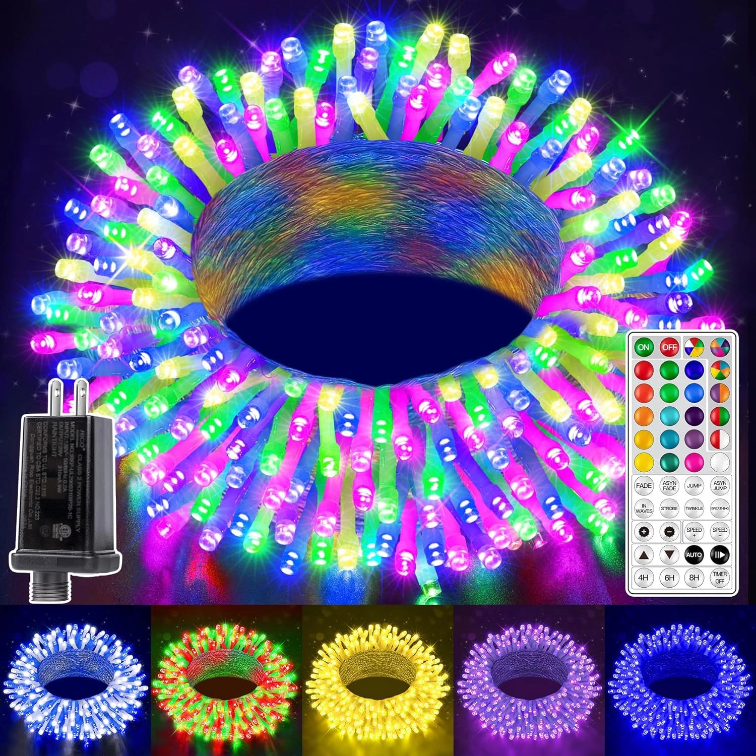 Twinkling String Lights for a Magical AtmosphereOllny 200 LED 66ft Christmas RGB String Lights (Clear Cable, Connectable, 130 Modes) Twinkling String Lights for a Magical AtmosphereOllny 200 LED 66ft Christmas RGB String Lights (Clear Cable, Connectable, 130 Modes)