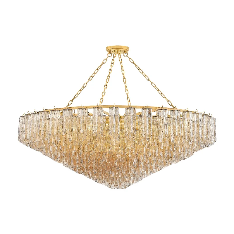 Industrial Lighting for Pharmaceutical ManufacturingWatertown 60" 33 Lights Chandelier Aged Brass Finish