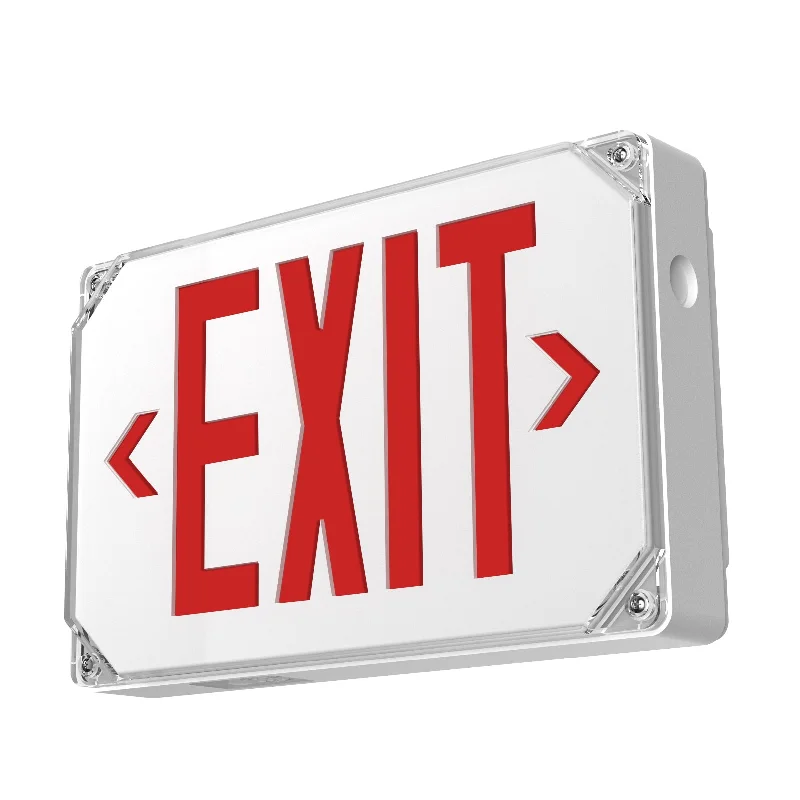 Industrial Lighting for Food Processing FactoriesRed LED IP65 Waterproof Exit Sign with Battery Backup，Exit Sign for Business，Easy to Install，UL Certified，AC 120/277V，Pack of 1/2