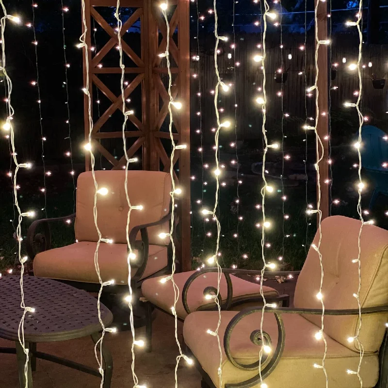 String Lights for Seasonal Decorations (Spring, Fall, etc.)8-foot LED Curtain Icicle Lights Warm White on White Wire String Lights for Seasonal Decorations (Spring, Fall, etc.)8-foot LED Curtain Icicle Lights Warm White on White Wire