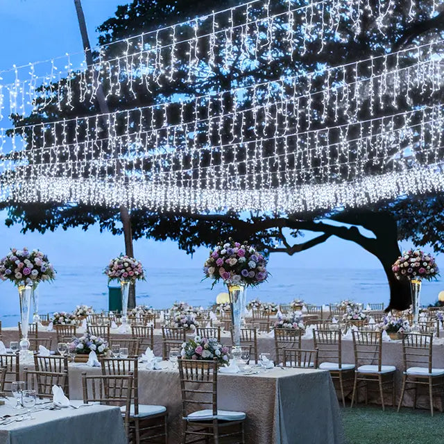 Fairy String Lights for Bedroom DecorOllny 594 LED 49ft Cool White Wedding Icicle Lights (Clear Cable, Plug in, 8 Modes), Connectable up to 3 Sets Fairy String Lights for Bedroom DecorOllny 594 LED 49ft Cool White Wedding Icicle Lights (Clear Cable, Plug in, 8 Modes), Connectable up to 3 Sets