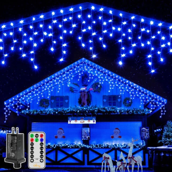 String Lights for Restaurant Outdoor SeatingOllny 396 LED 32ft Blue Icicle Lights (Clear Cable, Plug in, 8 Modes), Connectable up to 3 Sets String Lights for Restaurant Outdoor SeatingOllny 396 LED 32ft Blue Icicle Lights (Clear Cable, Plug in, 8 Modes), Connectable up to 3 Sets