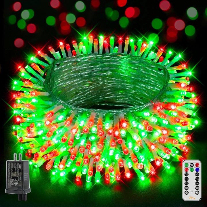 String Lights for Outdoor Dining AreasOllny 800 LED 262ft Red and Green Christmas String Lights (Clear Cable, Plug in, 8 Modes, IP44 Waterproof) String Lights for Outdoor Dining AreasOllny 800 LED 262ft Red and Green Christmas String Lights (Clear Cable, Plug in, 8 Modes, IP44 Waterproof)