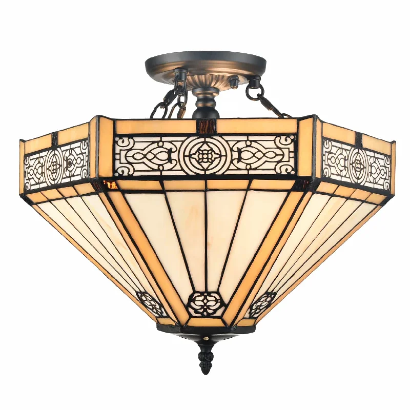 Corrosion - Resistant Industrial Lighting for Coastal FactoriesTiffany Style Ceiling Light Stained Glass Semi Flush Mount Light Corrosion - Resistant Industrial Lighting for Coastal FactoriesTiffany Style Ceiling Light Stained Glass Semi Flush Mount Light