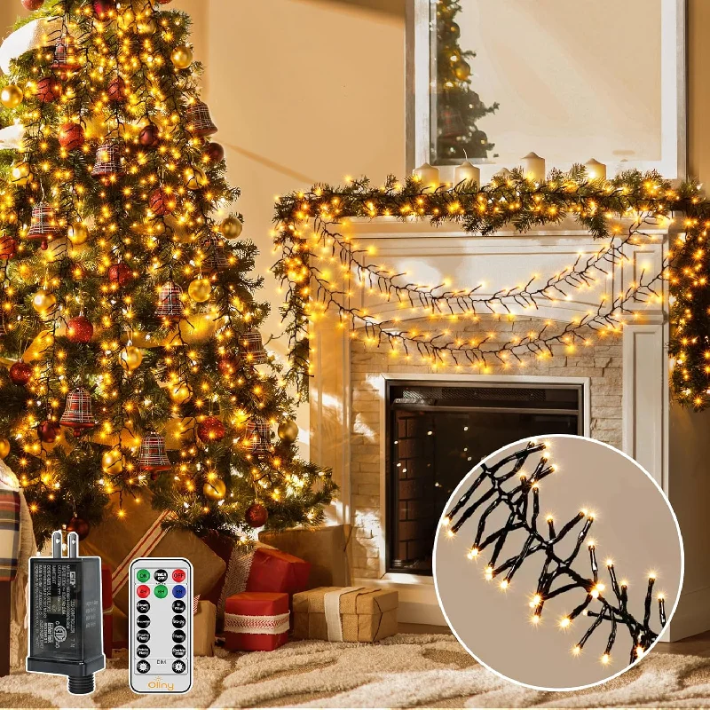 Solar - Powered String Lights for Energy - Saving BackyardsOllny 1000 LED 49ft Warm White Christmas Cluster Lights (Green Cable, Plug in, 8 Modes, IP44 Waterproof) Solar - Powered String Lights for Energy - Saving BackyardsOllny 1000 LED 49ft Warm White Christmas Cluster Lights (Green Cable, Plug in, 8 Modes, IP44 Waterproof)
