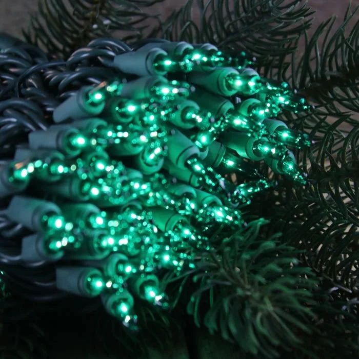 String Lights for Camping Trips100-bulb Green Mini Lights, 6" Spacing, Lamplock Bases String Lights for Camping Trips100-bulb Green Mini Lights, 6" Spacing, Lamplock Bases