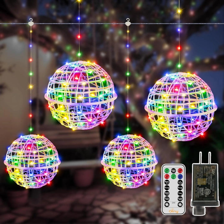 String Lights for Balcony DecorationOllny Outdoor Christmas Multicolor Ball Light 4 Packs 7.87 inch (Clear Cable, Plug in, Connectable, 8 Modes, IP67 Waterproof) String Lights for Balcony DecorationOllny Outdoor Christmas Multicolor Ball Light 4 Packs 7.87 inch (Clear Cable, Plug in, Connectable, 8 Modes, IP67 Waterproof)