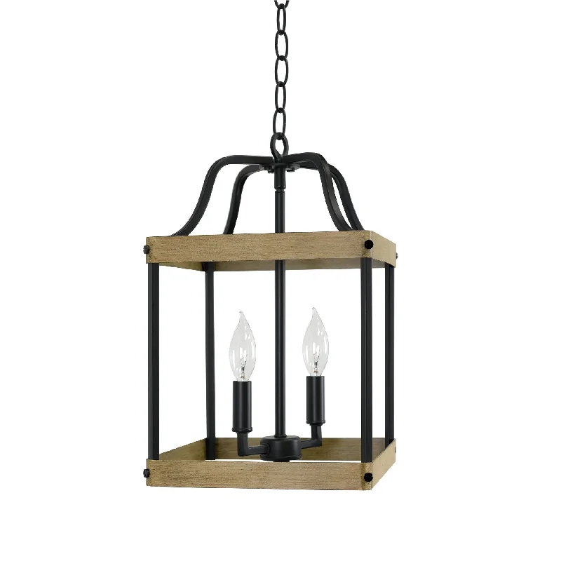Industrial Lighting with High CRI (Color Rendering Index) for True Color PerceptionKira Home Stanton 16" 2-Light Modern Farmhouse Chandelier, Lantern Style Foyer Light, Smoked Birch Wood Style + Black Finish Industrial Lighting with High CRI (Color Rendering Index) for True Color PerceptionKira Home Stanton 16" 2-Light Modern Farmhouse Chandelier, Lantern Style Foyer Light, Smoked Birch Wood Style + Black Finish