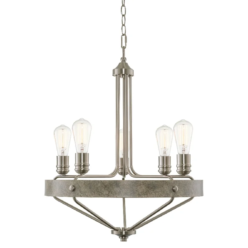 Industrial Lighting for Metal Fabrication ShopsKira Home Astara 25" 5-Light Modern Farmhouse Chandelier, Industrial Style Pendant Chandelier, Rustic Open Design, Slate Iron/Grey + Brushed Nickel Finish | Perfect for Dining Rooms Industrial Lighting for Metal Fabrication ShopsKira Home Astara 25" 5-Light Modern Farmhouse Chandelier, Industrial Style Pendant Chandelier, Rustic Open Design, Slate Iron/Grey + Brushed Nickel Finish | Perfect for Dining Rooms