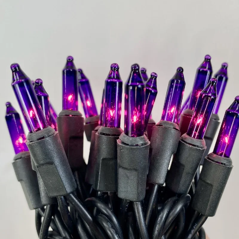 String Lights for Outdoor Dining Areas50-bulb Purple Mini Lights, 4" Spacing, Black Wire String Lights for Outdoor Dining Areas50-bulb Purple Mini Lights, 4" Spacing, Black Wire