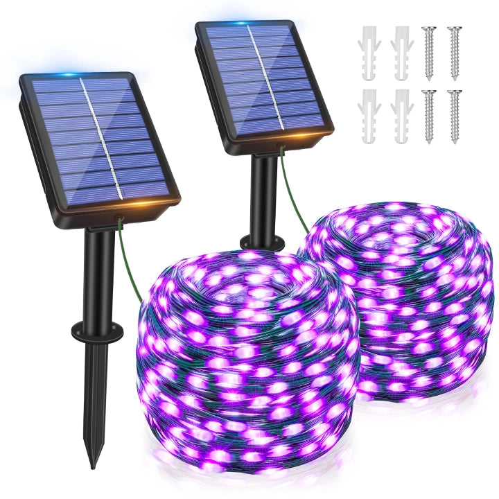 Twinkling String Lights for a Magical AtmosphereOllny 120 LED 40ft Purple Solar String Lights (2 Packs, Solar Power, 8 Modes, IP67 Waterproof) Twinkling String Lights for a Magical AtmosphereOllny 120 LED 40ft Purple Solar String Lights (2 Packs, Solar Power, 8 Modes, IP67 Waterproof)