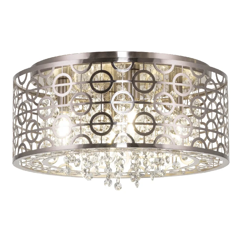 Explosion - Proof Industrial Lighting for Hazardous LocationsKira Home Brielle 15" Modern Chic 4-Light Crystal Flush Mount Chandelier + Round Metal Shade, Dimmable, Brushed Nickel Finish Explosion - Proof Industrial Lighting for Hazardous LocationsKira Home Brielle 15" Modern Chic 4-Light Crystal Flush Mount Chandelier + Round Metal Shade, Dimmable, Brushed Nickel Finish