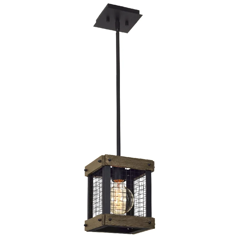 Durable Industrial Lighting for Harsh EnvironmentsKira Home Davenport 9" 1-Light Modern Farmhouse Pendant Light, Metal Wire Cage Hanging Lantern, Textured Black + Walnut Finish Durable Industrial Lighting for Harsh EnvironmentsKira Home Davenport 9" 1-Light Modern Farmhouse Pendant Light, Metal Wire Cage Hanging Lantern, Textured Black + Walnut Finish
