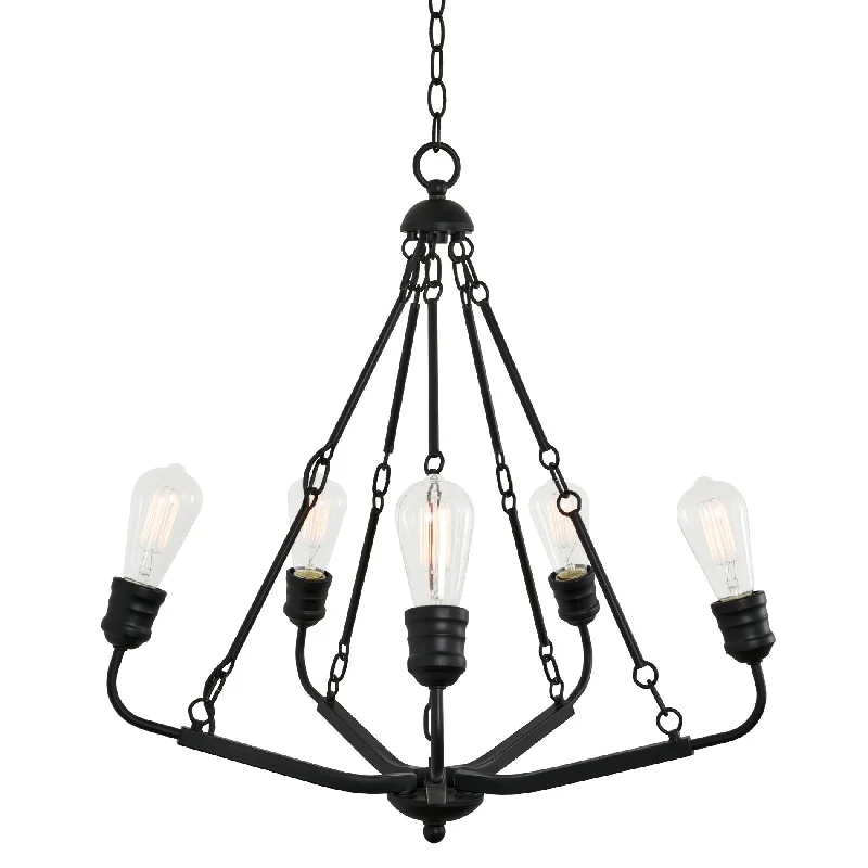 Industrial Ceiling - Mounted Lighting for Assembly PlantsKira Home Rio 24" 5-Light Modern Farmhouse Chandelier for Dining Room, Kitchen or Foyer, Adjustable Height, Open Design + Black Finish Industrial Ceiling - Mounted Lighting for Assembly PlantsKira Home Rio 24" 5-Light Modern Farmhouse Chandelier for Dining Room, Kitchen or Foyer, Adjustable Height, Open Design + Black Finish