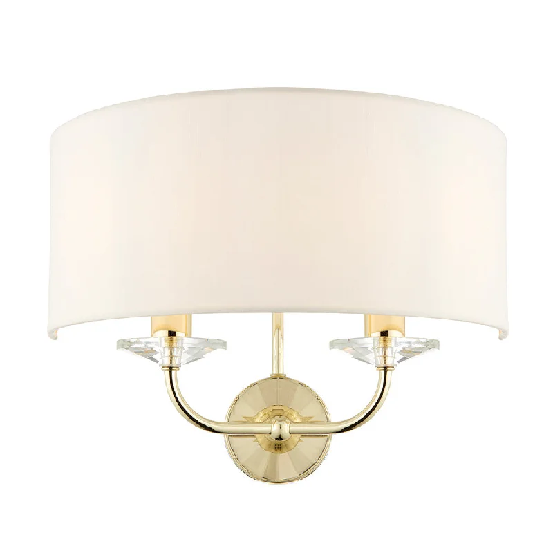 rustic farmhouse wall lamps with wooden accents for cozy bedroomsLynton 2Lt Wall Light - Brass