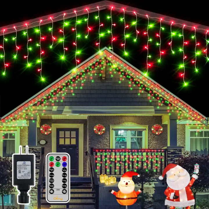 String Lights for DIY Home Decor ProjectsOllny 486 LED 40ft Red&Green Christmas Icicle Lights (Clear Cable, Plug in, 8 Modes), Connectable up to 3 Sets String Lights for DIY Home Decor ProjectsOllny 486 LED 40ft Red&Green Christmas Icicle Lights (Clear Cable, Plug in, 8 Modes), Connectable up to 3 Sets