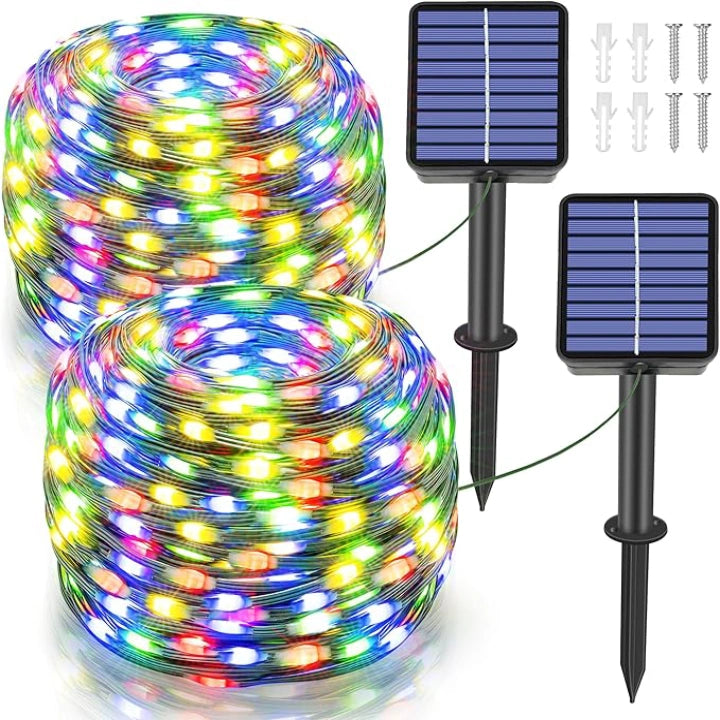 String Lights for Balcony DecorationOllny 200 LED 66ft Multicolor Solar String Lights (2 Packs, Solar Power, 8 Modes, IP67 Waterproof) String Lights for Balcony DecorationOllny 200 LED 66ft Multicolor Solar String Lights (2 Packs, Solar Power, 8 Modes, IP67 Waterproof)