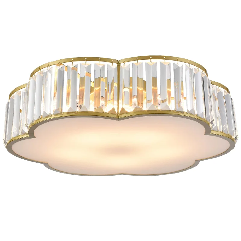 Adjustable Industrial Lighting for Flexible Illumination5-Light Modern Crystal Ceiling Light Fixture Gold Flush Mount Adjustable Industrial Lighting for Flexible Illumination5-Light Modern Crystal Ceiling Light Fixture Gold Flush Mount