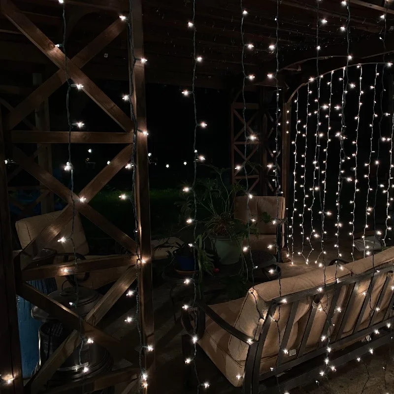 String Lights for Seasonal Decorations (Spring, Fall, etc.)8-Foot Glass Curtain Icicle Lights Clear Bulbs Green Wire String Lights for Seasonal Decorations (Spring, Fall, etc.)8-Foot Glass Curtain Icicle Lights Clear Bulbs Green Wire