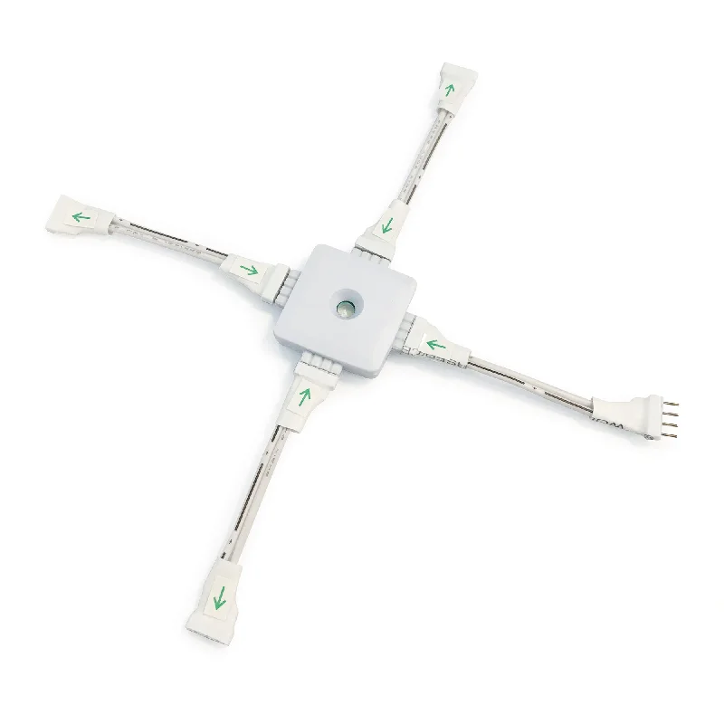 String Lights with Multicolored Bulbs for Festive OccasionsNora Lighting NARGB-701W "X" Splitter Cable For 12V or 24V RGB & CCT Tape Light - White