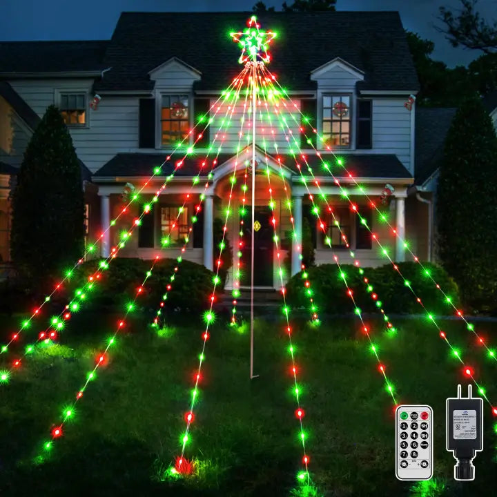 String Lights for Porch LightingOllny 340 Led Red and Green Christmas Lights Tree For Lawn (With Pole, Clear Wire, IP67 Waterproof, 8 Modes, Plug In) String Lights for Porch LightingOllny 340 Led Red and Green Christmas Lights Tree For Lawn (With Pole, Clear Wire, IP67 Waterproof, 8 Modes, Plug In)