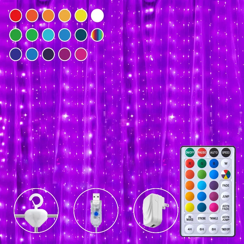String Lights for Restaurant Outdoor SeatingCurtain Fairy Lights with Remote & Adapter, 16 Colors 7 Modes String Lights for Restaurant Outdoor SeatingCurtain Fairy Lights with Remote & Adapter, 16 Colors 7 Modes