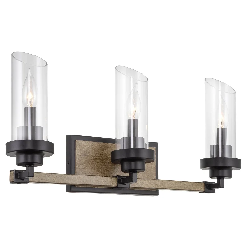 Industrial Exit Sign Lighting for Quick EvacuationKira Home Sierra 22" 3-Light Farmhouse Vanity / Bathroom Light + Cylinder Glass Shades, Smoked Birch Wood Style + Black Finish Industrial Exit Sign Lighting for Quick EvacuationKira Home Sierra 22" 3-Light Farmhouse Vanity / Bathroom Light + Cylinder Glass Shades, Smoked Birch Wood Style + Black Finish