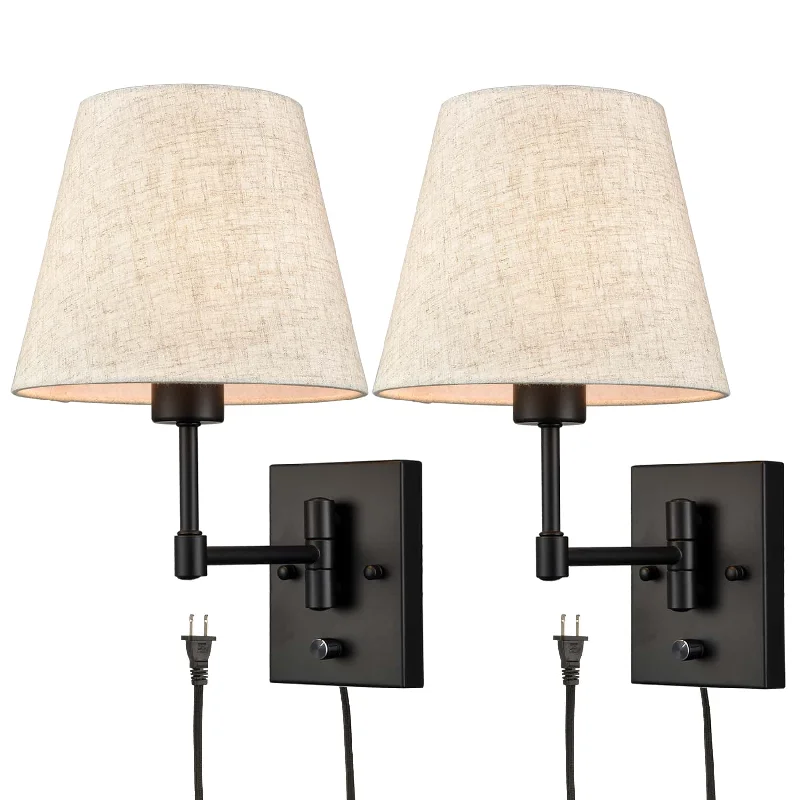Adjustable Industrial Lighting for Flexible IlluminationPlug in Wall Sconces Set of Two Black Swing Arm Wall Lamp Adjustable Industrial Lighting for Flexible IlluminationPlug in Wall Sconces Set of Two Black Swing Arm Wall Lamp
