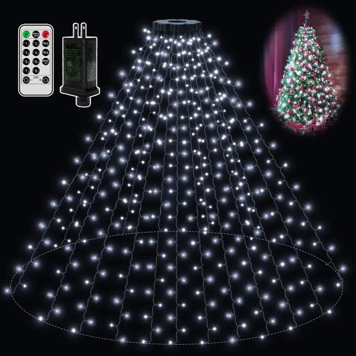 String Lights with Clear Bulbs for a Classic LookOllny 400 LED 8.2ft*16 strings Cool White Christmas Tree Lights (Green Cable, Plug in, 8 Modes) String Lights with Clear Bulbs for a Classic LookOllny 400 LED 8.2ft*16 strings Cool White Christmas Tree Lights (Green Cable, Plug in, 8 Modes)