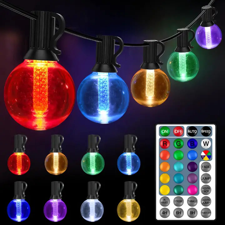 String Lights for Hotel Courtyard LightingOllny 30FT G40 RGB 16 Colors Changing Patio Lights (20 Bulbs, 8 Modes, IP65 Waterproof) String Lights for Hotel Courtyard LightingOllny 30FT G40 RGB 16 Colors Changing Patio Lights (20 Bulbs, 8 Modes, IP65 Waterproof)