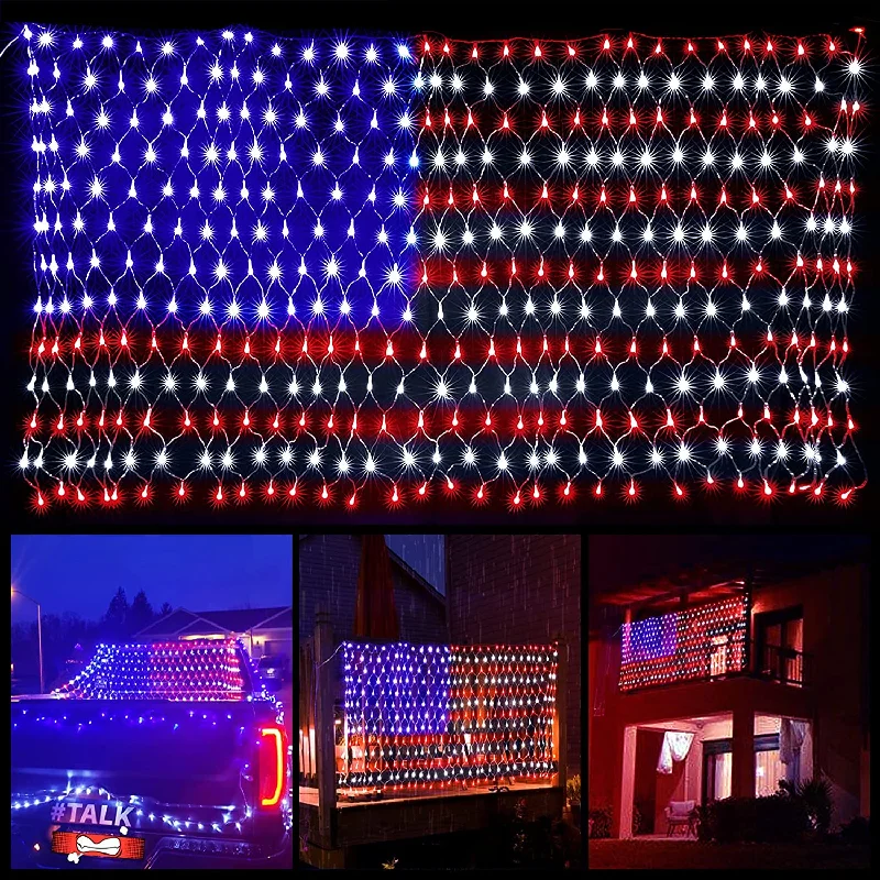 String Lights with Clear Bulbs for a Classic LookLED American Flag Lights Independence Day, Red, White and Blue String Lights with Clear Bulbs for a Classic LookLED American Flag Lights Independence Day, Red, White and Blue