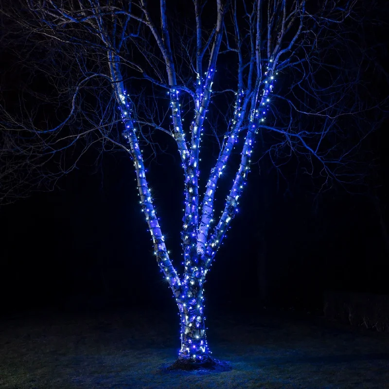 String Lights for Porch LightingPro Connect 140m 1400 Blue & White Connectable String Lights Black Cable