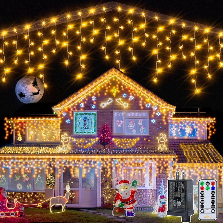 String Lights for Nursery Room DecorOllny 720 LED 60ft Warm White Christmas Icicle Lights (Clear Cable, Plug in, 8 Modes), Connectable up to 3 Sets String Lights for Nursery Room DecorOllny 720 LED 60ft Warm White Christmas Icicle Lights (Clear Cable, Plug in, 8 Modes), Connectable up to 3 Sets