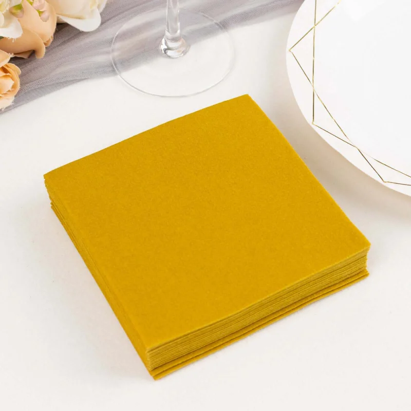 20 Pack Gold Soft Linen-Feel Airlaid Paper Beverage Napkins, Highly Absorbent Disposable Cocktail Napkins - 5