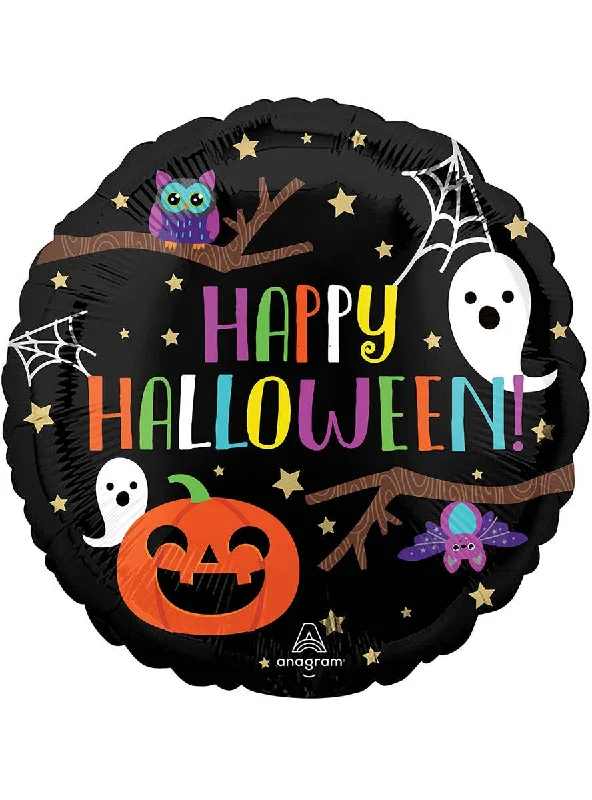 Happy Halloween Ghost and Pumpkin Print 45cm Round Foil Balloon