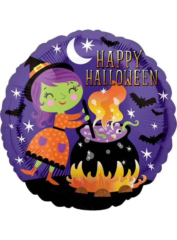 Happy Witch Print 45cm Round Foil Halloween Balloon