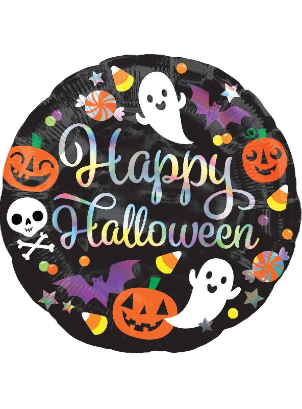 Happy Halloween Holographic Cuties Print 45cm Round Foil Balloon