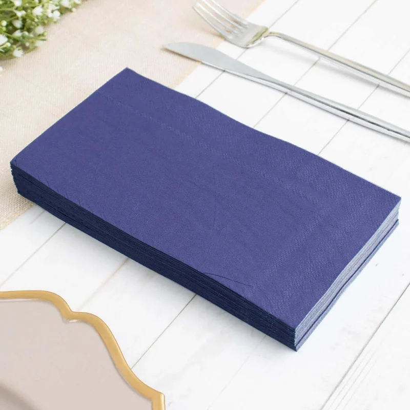 50 Pack Soft Navy Blue Dinner Party Paper Napkins, Wedding Reception Cocktail Beverage Napkins 2 Ply