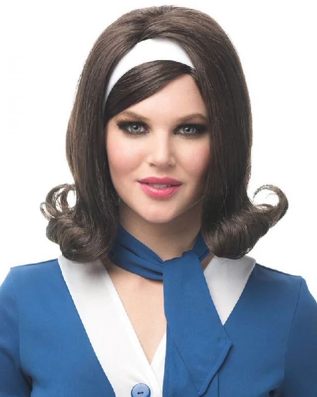 60s Flip Brown Wig with Headband