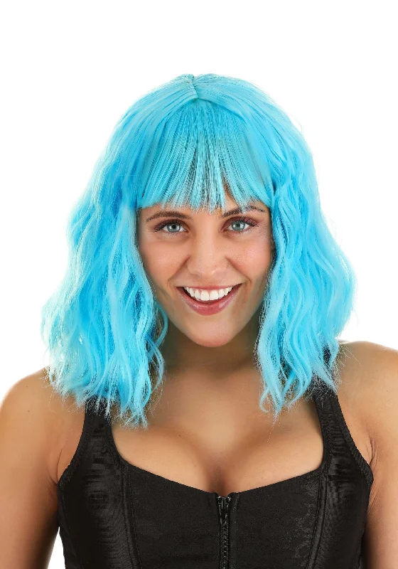 Adult Sky Blue Wavy Wig