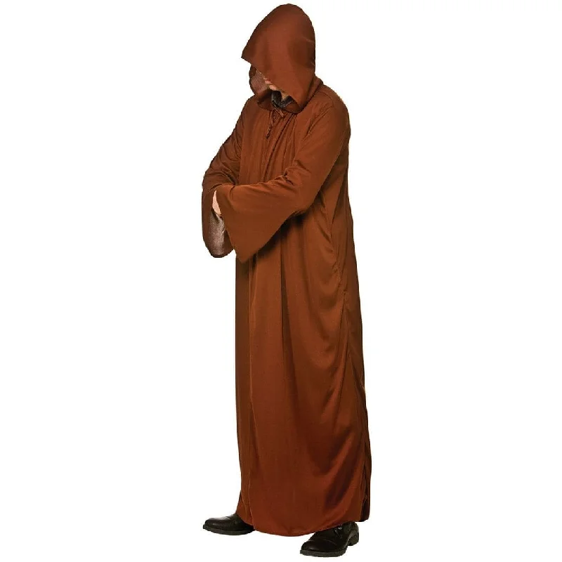 Adults Long Brown Hooded Jedi Robe Halloween Accessory