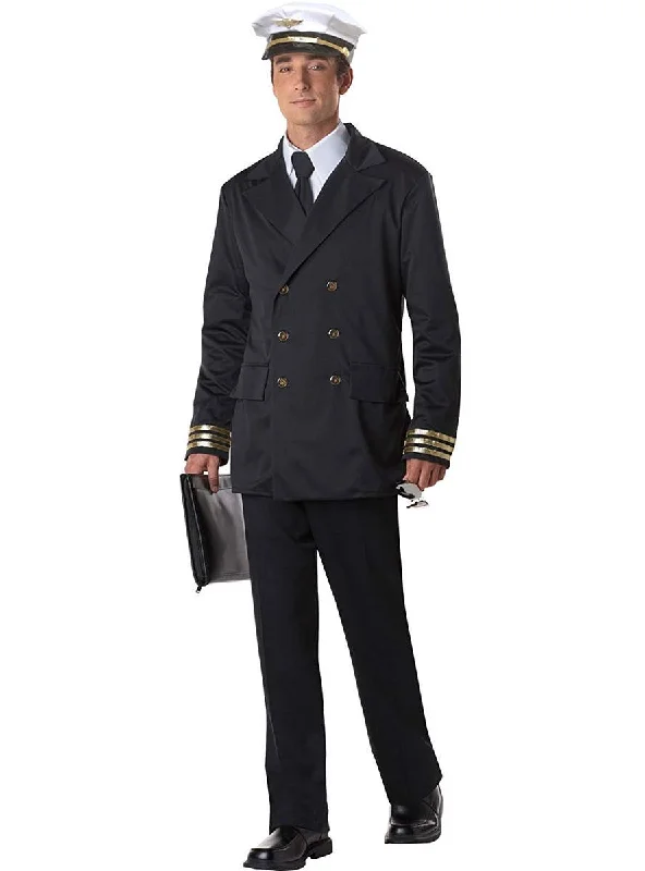 Airline Captain Mens Retro Pilot Uniform Costume