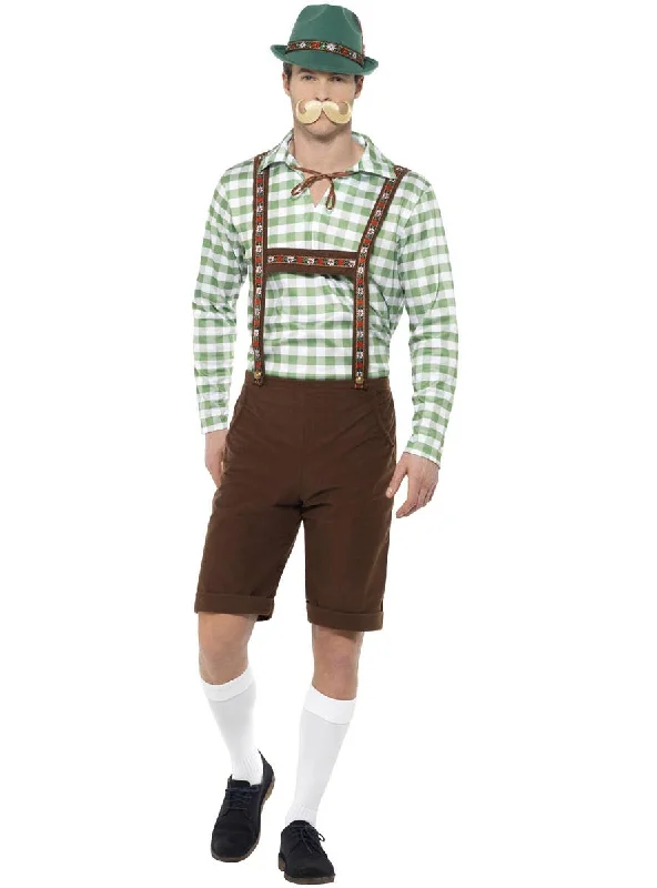 Alpine Mens Bavarian Green Chequered Oktoberfest Costume