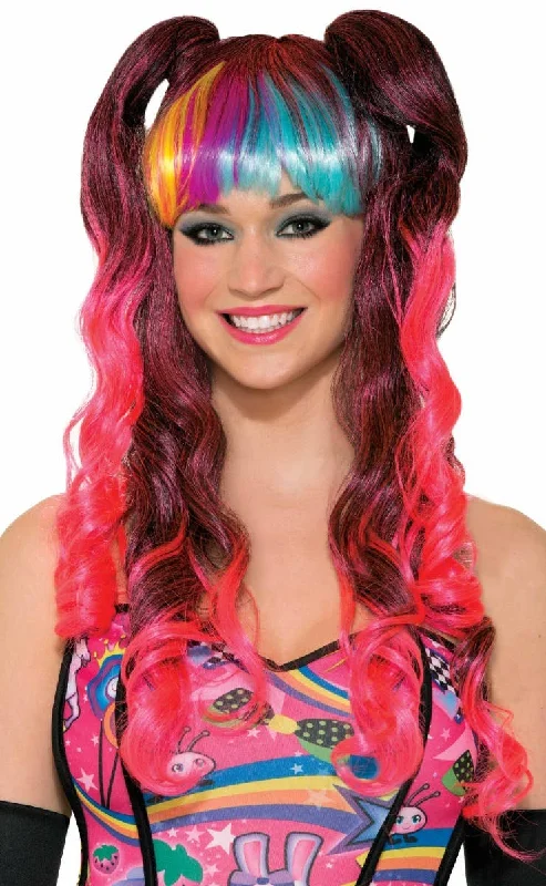 Colourful Pigtails Womens Festival Costume Wig