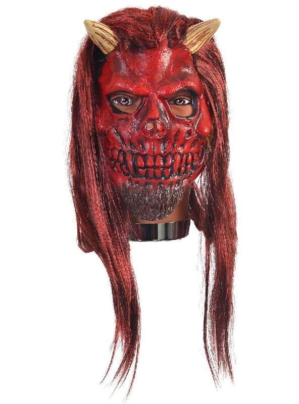 Deluxe Rubber Latex Devil Halloween Costume Mask with Hair