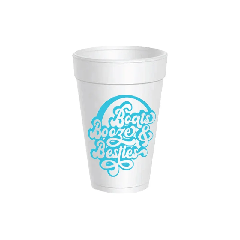 Boats Booze & Besties Styrofoam Cups with Lids 10ct