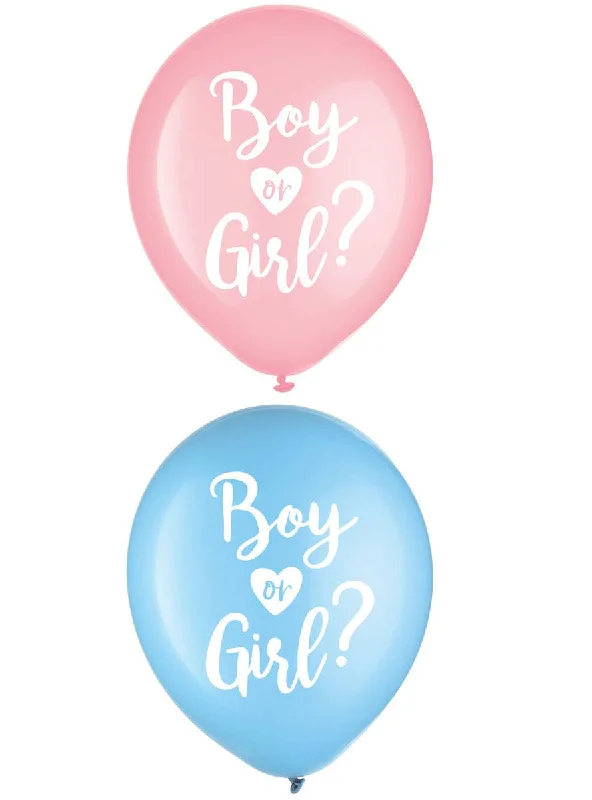 Gender Reveal Boy or Girl Print 15 Pack 30cm Latex Balloons